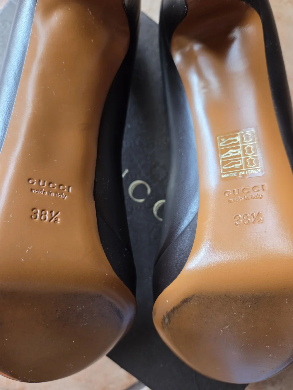 GUCCI Nappa Charlotte BRWN Leather Platform Pumps Heels  38.5/US 8.5 MSRP $520